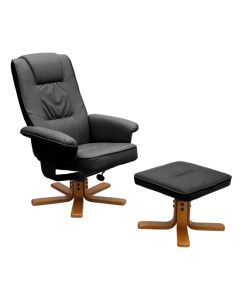 Althorpe PU Leather Recliner With Footstool In Black