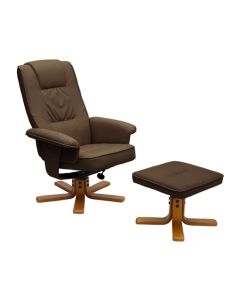 Althorpe PU Leather Recliner With Footstool In Brown