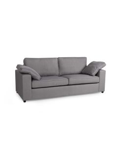 Alton Fabric 3 Seater Sofa In Silver With Black Wooden Legs