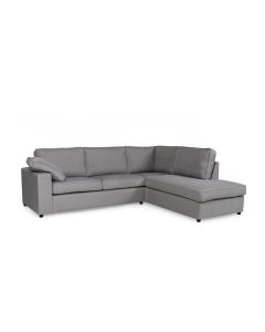 Alton Fabric Corner Sofa In Silver With Black Wooden Legs