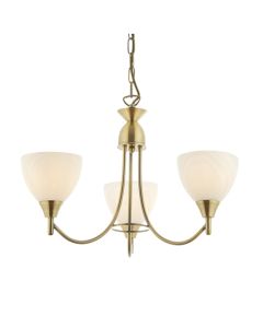 Alton 3 Lights Matt Opal Glass Ceiling Pendant Light In Antique Brass