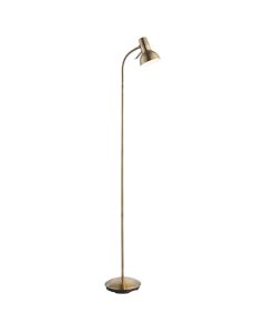 Amalfi Gloss White Task Floor Lamp In Antique Brass