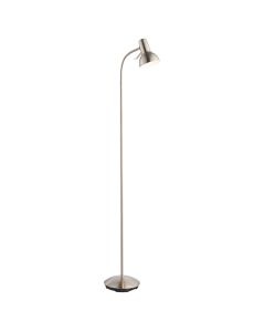 Amalfi Gloss White Task Floor Lamp In Satin Nickel