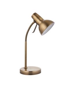 Amalfi USB Task Table Lamp In Antique Brass And Gloss White