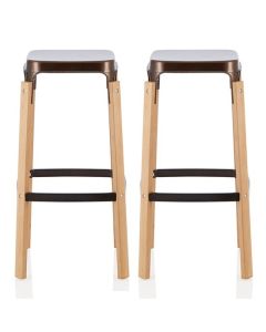 Amaranth Antique Bronze 66cm Metal Bar Stools In Pair