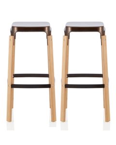 Amaranth Antique Bronze 76cm Metal Fixed Bar Stools In Pair