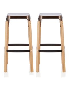 Amaranth Antique Bronze 76cm Metal Fixed Bar Stools In Pair