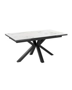 Amari Extending Ceramic Marble Dining Table In White