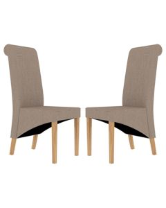 Amelia Beige Fabric Dining Chairs In Pair
