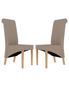 Amelia Beige Fabric Dining Chairs In Pair