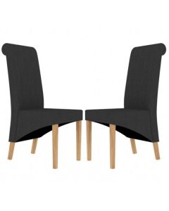 Amelia Grey Fabric Dining Chairs In Pair