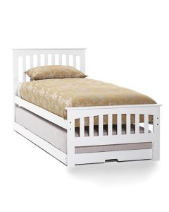 Amelia Wooden Single Bed With Guest Bed In Opal White