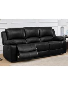 Andalusia LeatherGel And PU Recliner 3 Seater Sofa In Black