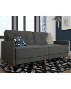 Andora Sprung Linen Fabric Sofa Bed In Grey With Wooden Legs