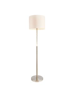 Andromeda Vintage White Fabric Floor Lamp In Satin Chrome