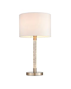 Andromeda Vintage White Fabric Table Lamp In Satin Chrome