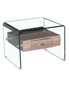 Angola Clear Glass Lamp Table In With Drawer