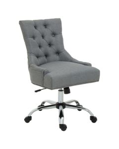 Anita Velvet Home And Office Chair In Grey With Chrome Base