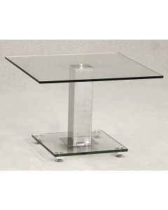 Ankara Glass Lamp Table With Chrome Metal Base