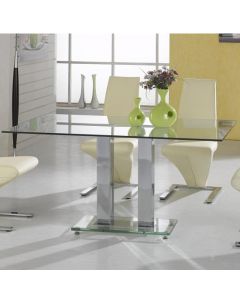 Ankara Large Clear Glass Dining Table With Chrome Stand