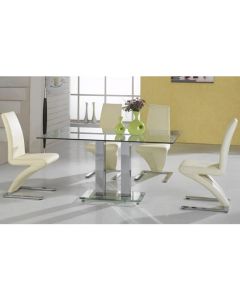 Ankara Large Glass Dining Set With Chrome Base And 4 Ankara Chairs