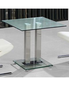 Ankara Small Clear Glass Dining Table With Chrome Stand