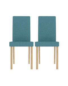 Anna Teal Fabric Dining Chairs In Pair