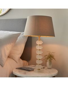 Annabelle And Cici Grey Shade Table Lamp In Frosted Crystal Glass