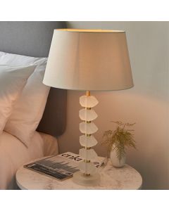 Annabelle And Cici Ivory Shade Table Lamp In Frosted Crystal Glass
