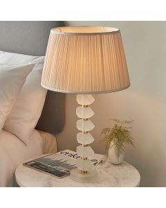 Annabelle And Freya Oyster Shade Table Lamp In Frosted Crystal Glass