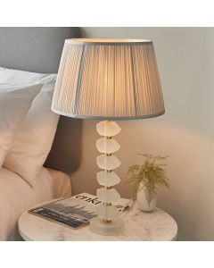 Annabelle And Freya Silver Shade Table Lamp In Frosted Crystal Glass