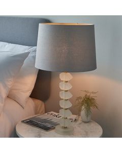 Annabelle And Mia 14 Inch Charcoal Shade Table Lamp In Frosted Crystal Glass