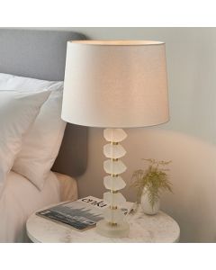 Annabelle And Mia 14 Inch Vintage White Shade Table Lamp In Frosted Crystal Glass