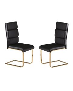 Antibes Black Faux Leather Dining Chairs In Pair