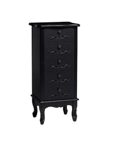Antoinette Tall Chest Of Drawers In Black With 5 Drawers