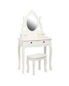 Antoinette Wooden Dressing Table Set In White
