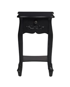 Antoinette Wooden End Table In Black With 1 Drawer
