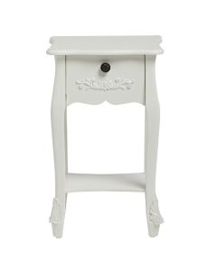 Antoinette Wooden End Table In White With 1 Drawer