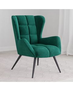 Dalton Velvet Accent Chair In Green With Black Legs