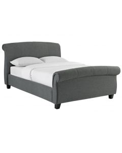 Arabella Linen Fabric Double Bed In Grey