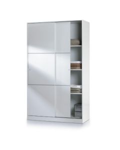 Arctic Small Sliding Wardrobe With Shelves In White High Gloss