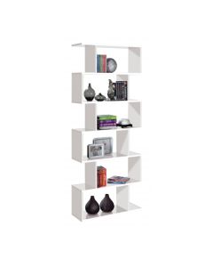 Arctic Tall Wooden Bookcase With White High Gloss