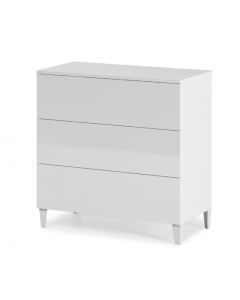 Arctic Wooden Chest Of Drawers In White High Gloss With 3 Drawers