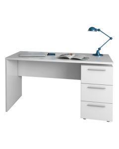 Arctic Wooden Computer Desk In White With 3 Drawers