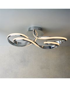 Aria LED Semi Flush Ceiling Light In Chrome With White Diffuser