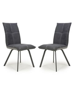 Ariel Dark Grey Linen Effect Dining Chairs In Pair
