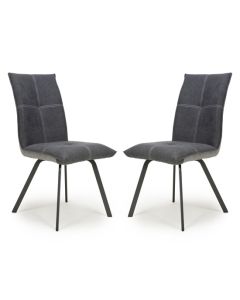 Ariel Dark Grey Linen Effect Dining Chairs In Pair