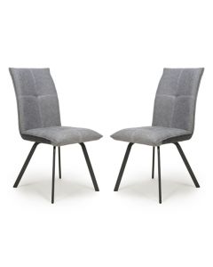 Ariel Light Grey Linen Effect Dining Chairs In Pair