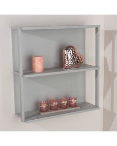 Arran Large Wooden 3 Shelves Narrow Wall Shelf In Light Grey