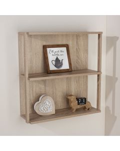 Arran Large Wooden 3 Shelves Narrow Wall Shelf In Oak Effect